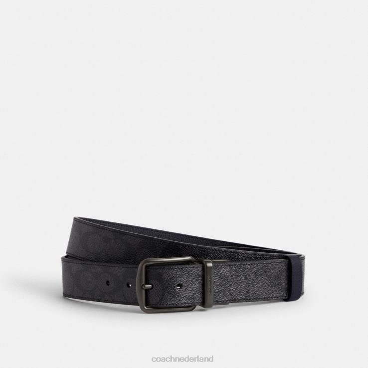 Coach Heren Harnas in doos en op maat gesneden omkeerbare riem met kenmerkende gesp, 38 mm houtskool/middernachtmarine 02264794