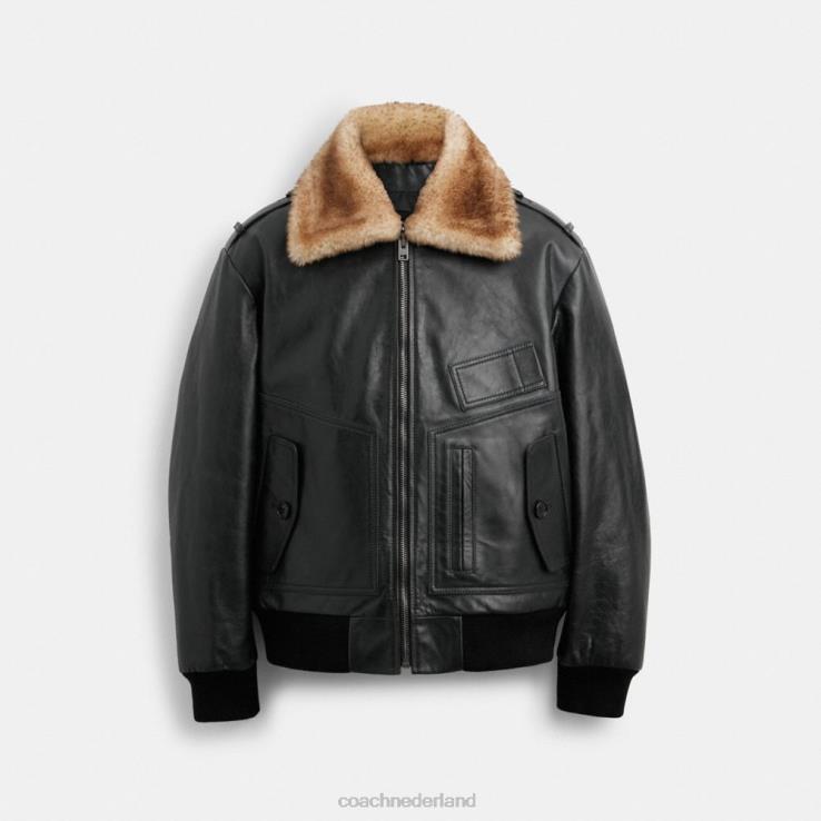 Coach Heren Utility-jack van shearling zwart 02264754