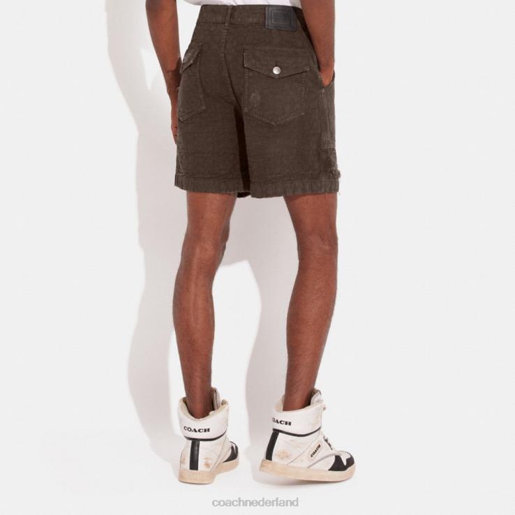 Coach Heren versleten denim shorts bruin 02264789