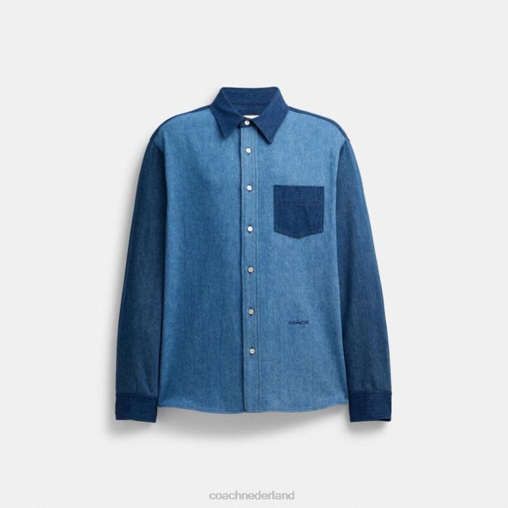 Coach Heren denim overhemd koningsblauw 02264784
