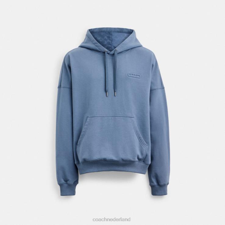 Coach Heren hoodie met kenmerkende capuchon blauw. 02264777
