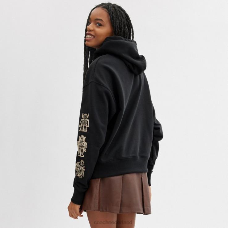 Coach Heren kosmische coach hoodie zwart multi. 02264769
