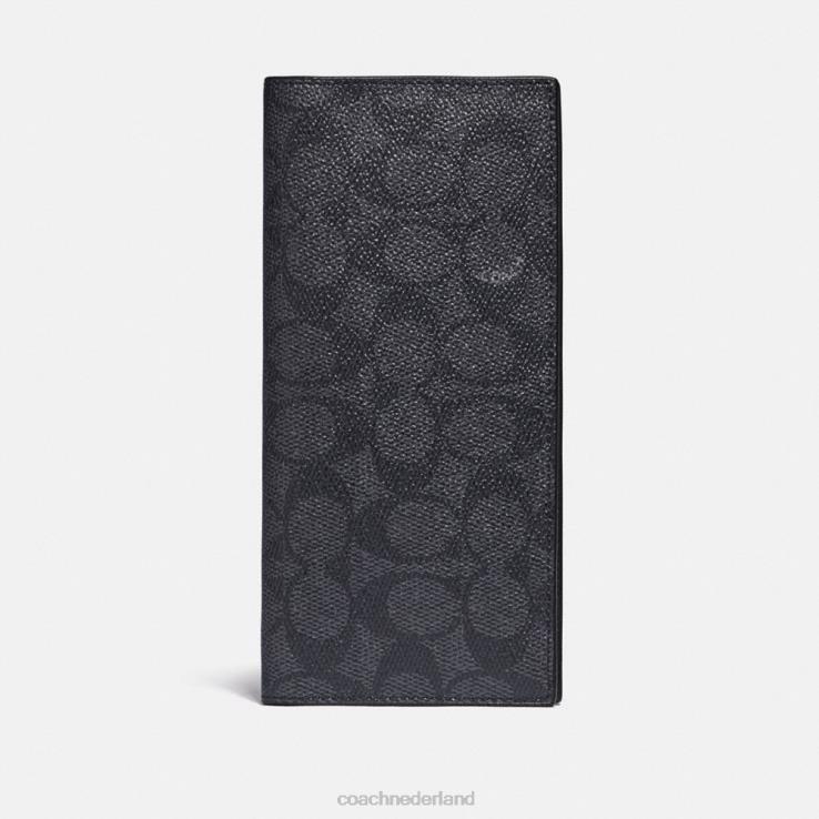 Coach Heren portemonnee met borstzak van kenmerkend canvas houtskool/zwart 02264695