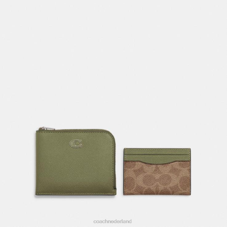 Coach Heren 3-in-1 portemonnee met ritssluiting en kenmerkend canvas mos 02264702