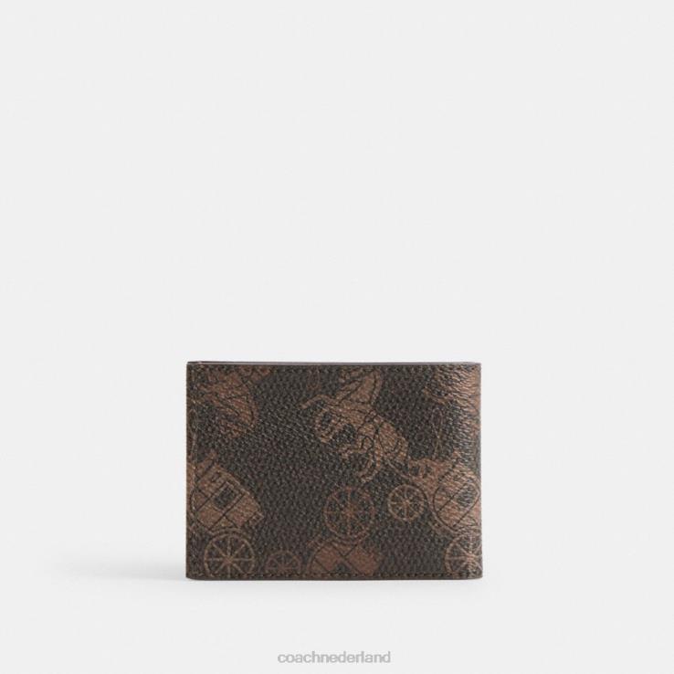 Coach Heren slanke portemonnee met grote paardenkoetsprint truffel/gepolijst amber 02264704