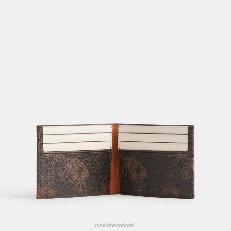 Coach Heren slanke portemonnee met grote paardenkoetsprint truffel/gepolijst amber 02264704