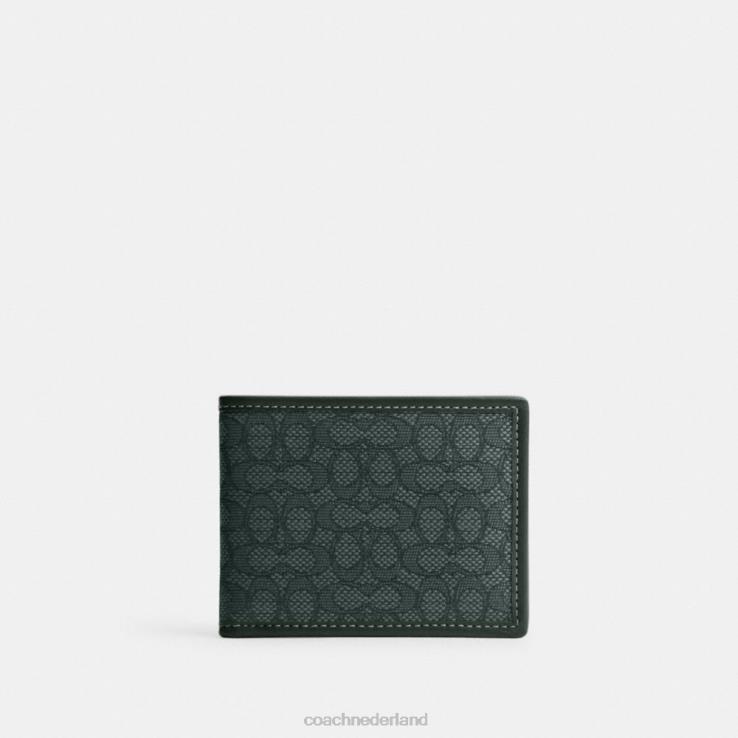 Coach Heren slanke portemonnee van microsignatuurjacquard Amazone groen 02264708