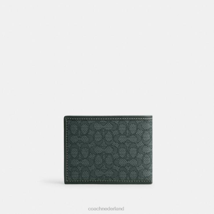 Coach Heren slanke portemonnee van microsignatuurjacquard Amazone groen 02264708
