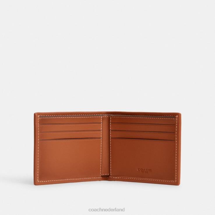 Coach Heren slanke portemonnee van microsignatuurjacquard cacao/gepolijst amber 02264709
