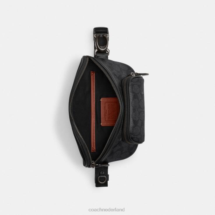 Coach Heren Beck heuptasje van kenmerkend canvas houtskool 02264693