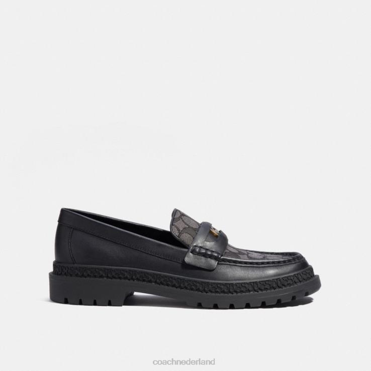 Coach Heren Loafer met kenmerkende jacquard en kenmerkende munt zwart 02264733