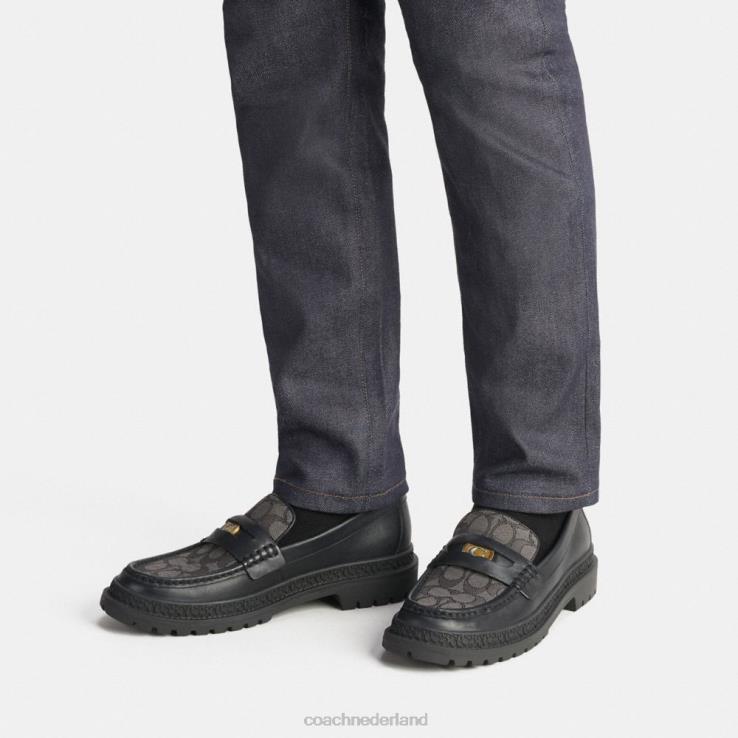 Coach Heren Loafer met kenmerkende jacquard en kenmerkende munt zwart 02264733