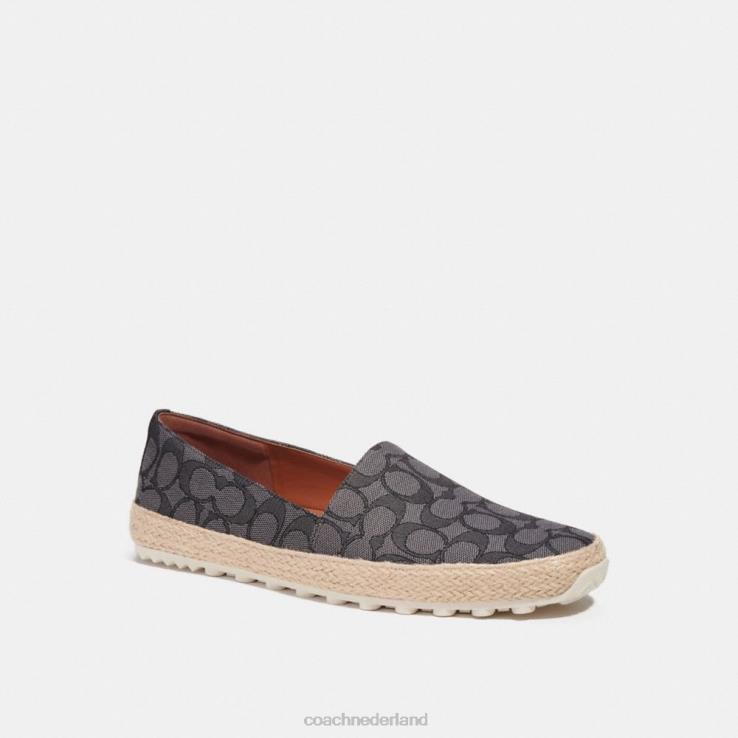 Coach Heren espadrille van kenmerkend jacquard houtskool/zwart 02264728