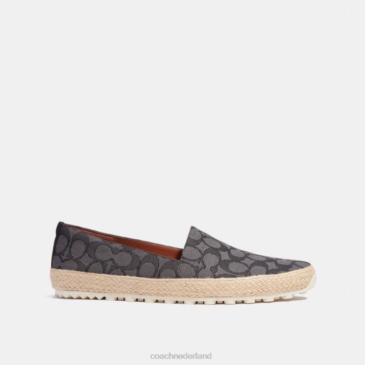Coach Heren espadrille van kenmerkend jacquard houtskool/zwart 02264728