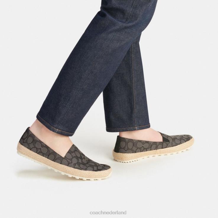 Coach Heren espadrille van kenmerkend jacquard houtskool/zwart 02264728