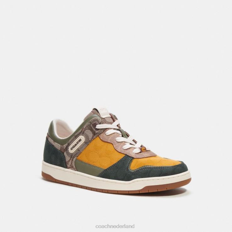 Coach Heren c201 sneaker van gemengd kenmerkend materiaal eik/boterbloem/amazonegroen 02264746
