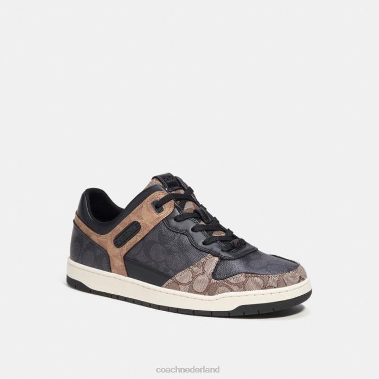Coach Heren c201 sneaker van kenmerkend canvas zwart/esdoorn 02264742