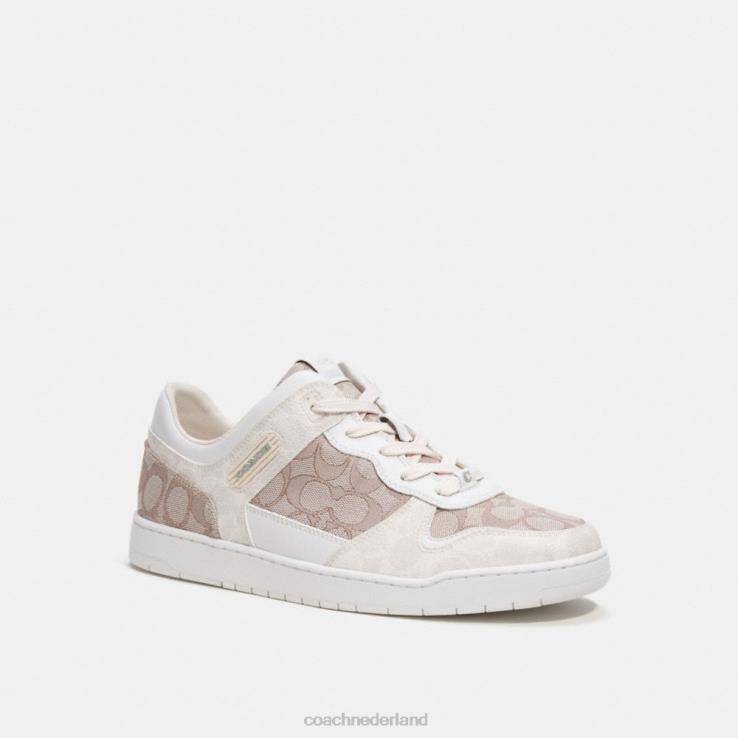 Coach Heren c201 sneaker van kenmerkend jacquard kalksteen 02264744