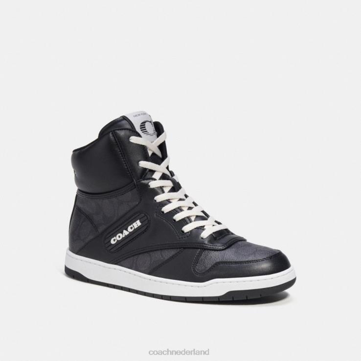 Coach Heren c202 hoge sneaker van kenmerkend canvas houtskool/zwart 02264741