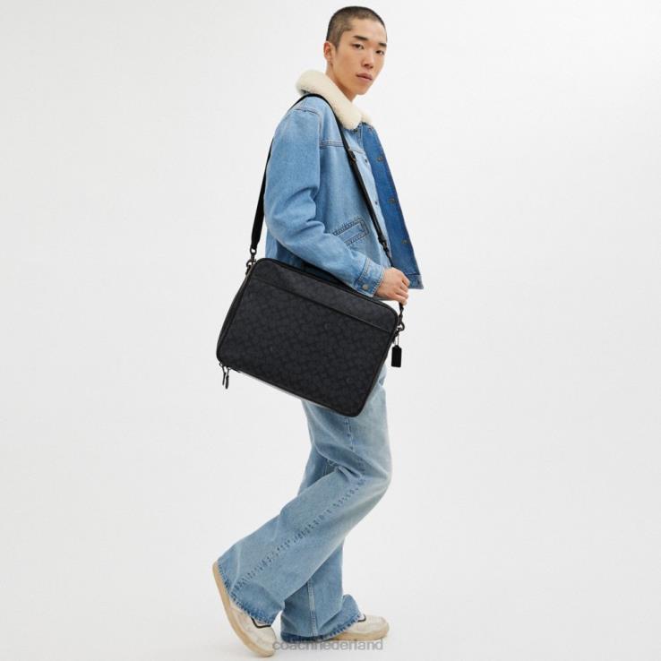 Coach Heren Gotham converteerbare slip van kenmerkend canvas houtskool 02264617