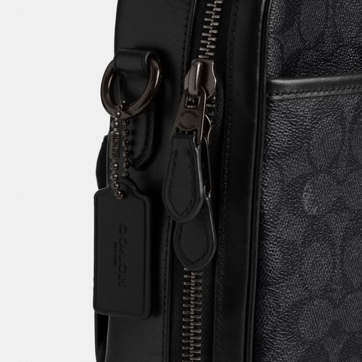 Coach Heren Gotham converteerbare slip van kenmerkend canvas houtskool 02264617