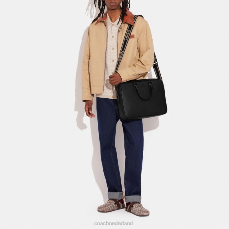 Coach Heren Gotham slip met kenmerkende canvas binnenkant zwart 02264622