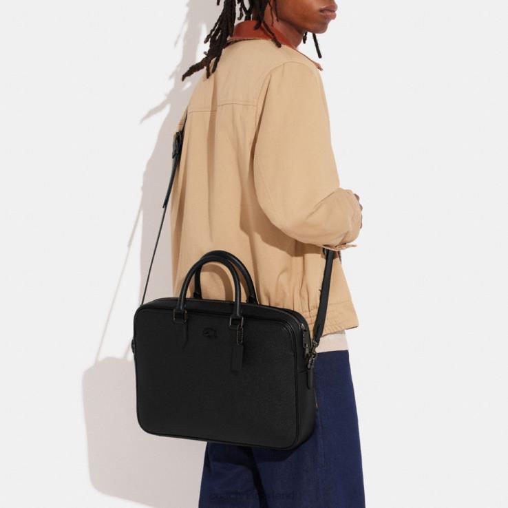 Coach Heren Gotham slip met kenmerkende canvas binnenkant zwart 02264622