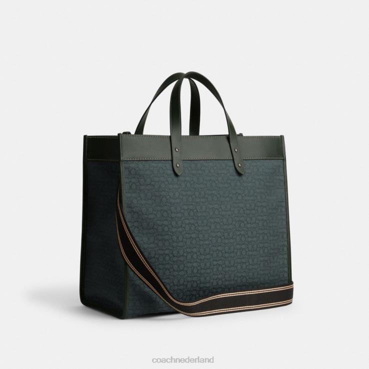 Coach Heren veldtas 40 van jacquard met microsignatuur Amazone groen 02264635