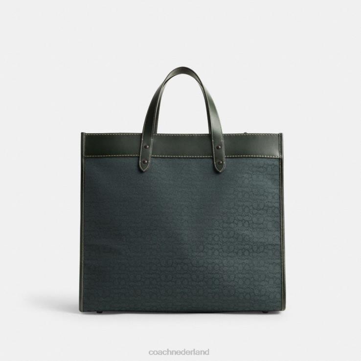 Coach Heren veldtas 40 van jacquard met microsignatuur Amazone groen 02264635