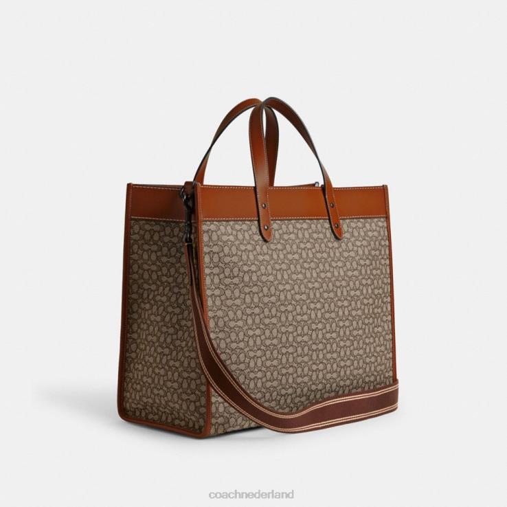 Coach Heren veldtas 40 van jacquard met microsignatuur cacao/gepolijst amber 02264636