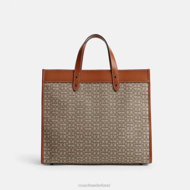 Coach Heren veldtas 40 van jacquard met microsignatuur cacao/gepolijst amber 02264636
