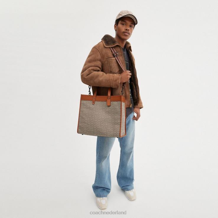 Coach Heren veldtas 40 van jacquard met microsignatuur cacao/gepolijst amber 02264636