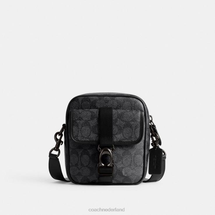 Coach Heren Beck crossbodytas van kenmerkend canvas houtskool 02264672