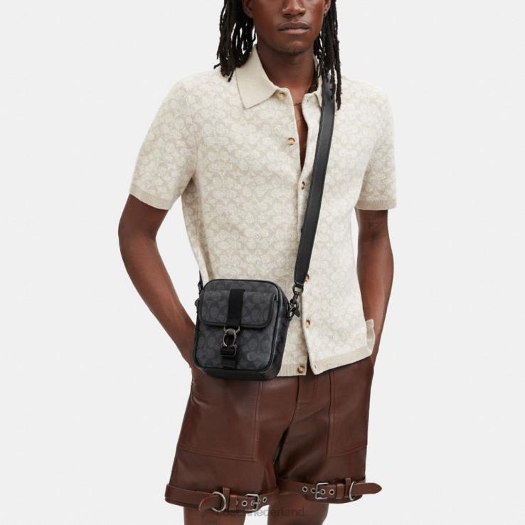 Coach Heren Beck crossbodytas van kenmerkend canvas houtskool 02264672