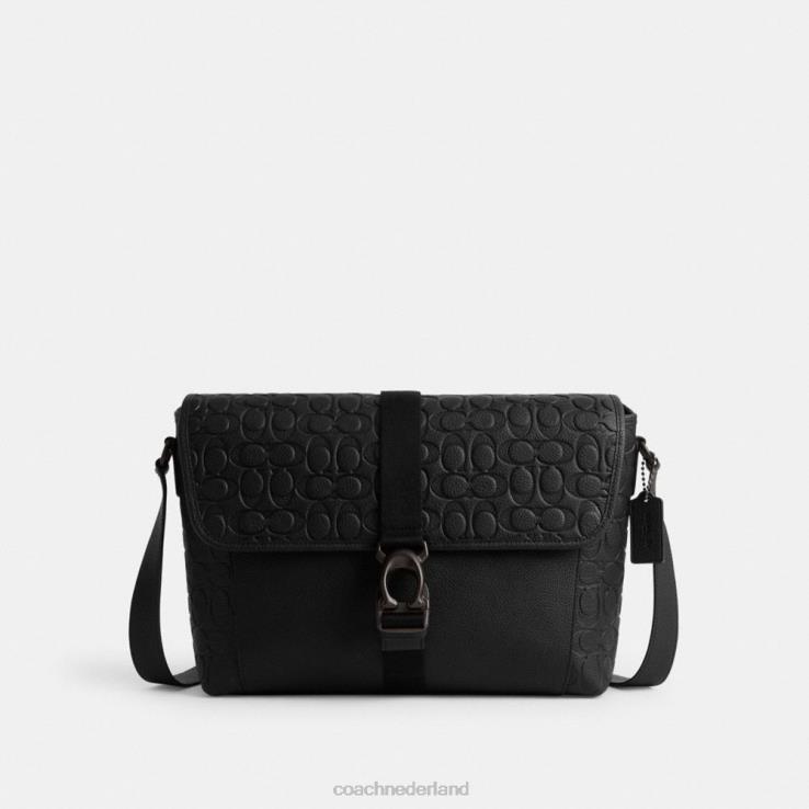 Coach Heren Beck messenger van kenmerkend leer zwart 02264651