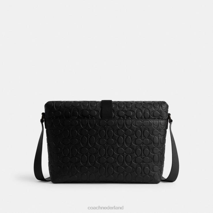Coach Heren Beck messenger van kenmerkend leer zwart 02264651