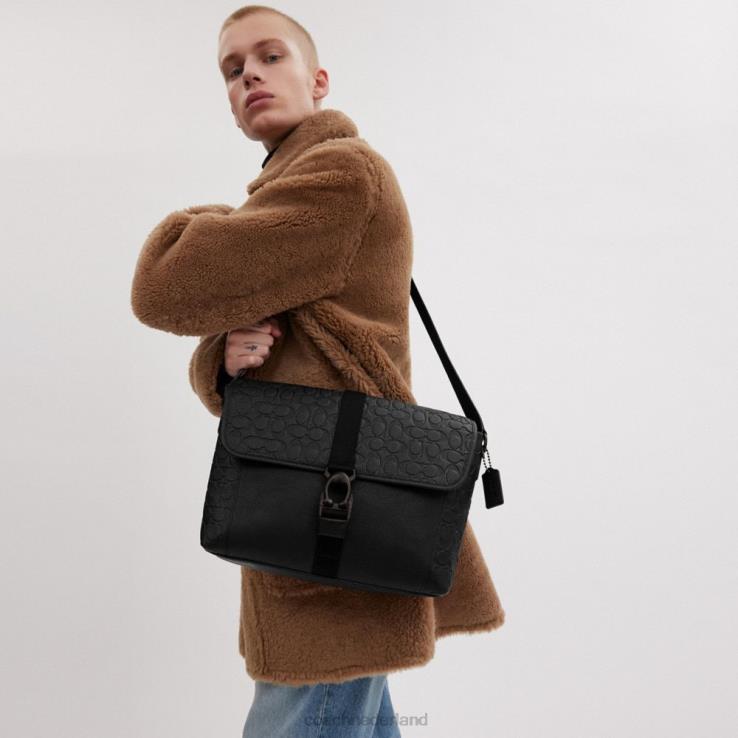 Coach Heren Beck messenger van kenmerkend leer zwart 02264651
