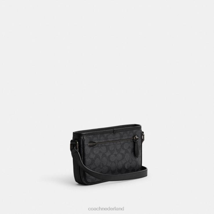 Coach Heren Beck slanke crossbodytas van kenmerkend canvas houtskool 02264659