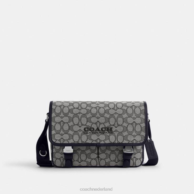 Coach Heren League-messengertas van kenmerkend jacquard middernacht marine 02264664