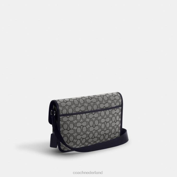 Coach Heren League-messengertas van kenmerkend jacquard middernacht marine 02264664