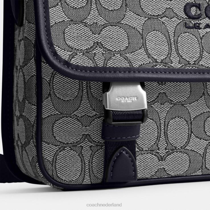 Coach Heren League-messengertas van kenmerkend jacquard middernacht marine 02264664
