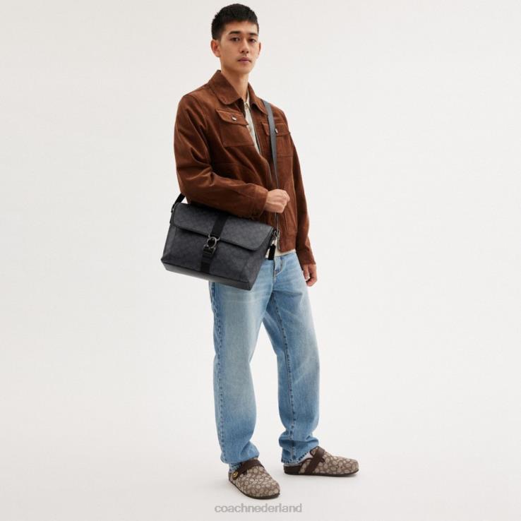 Coach Heren beck messenger in kenmerkend canvas houtskool 02264654