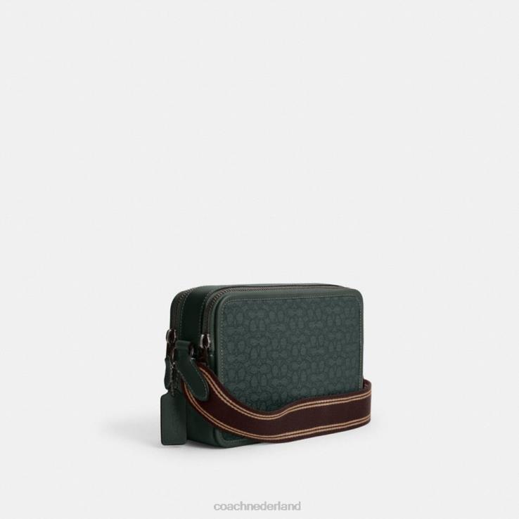 Coach Heren charter crossbody 24 van microsignatuurjacquard Amazone groen 02264662