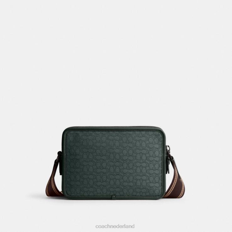 Coach Heren charter crossbody 24 van microsignatuurjacquard Amazone groen 02264662