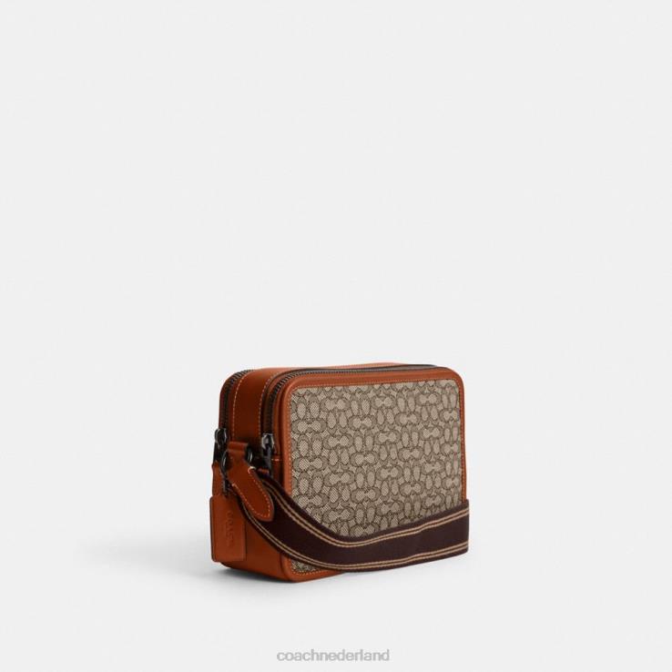 Coach Heren charter crossbody 24 van microsignatuurjacquard cacao/gepolijst amber 02264663