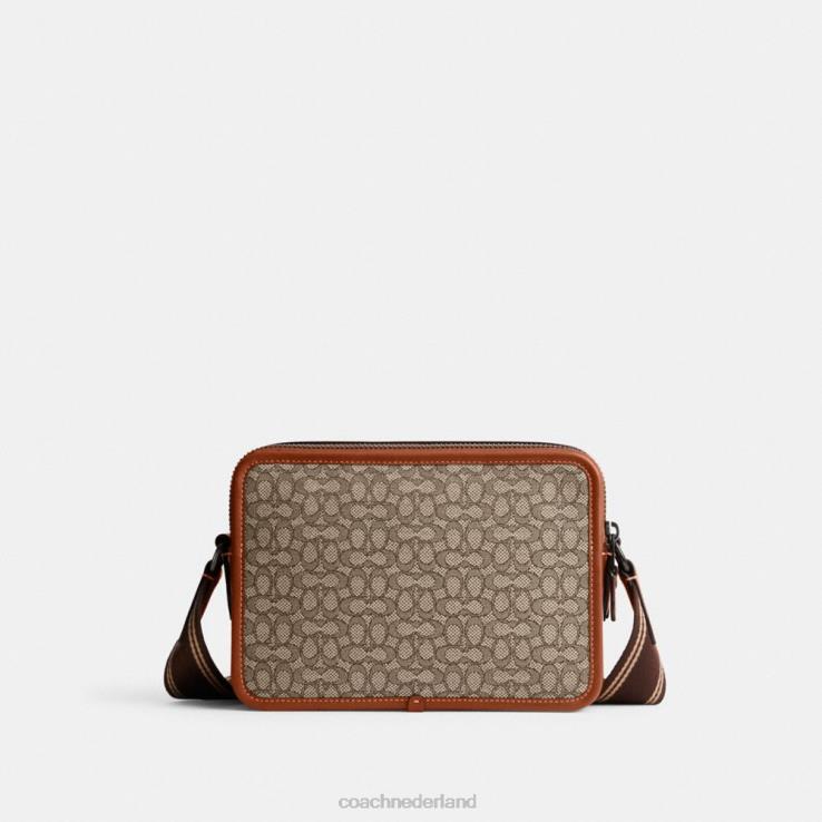 Coach Heren charter crossbody 24 van microsignatuurjacquard cacao/gepolijst amber 02264663