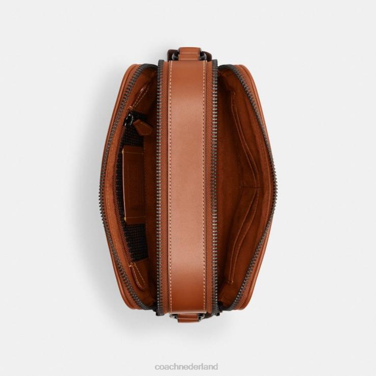 Coach Heren charter crossbody 24 van microsignatuurjacquard cacao/gepolijst amber 02264663