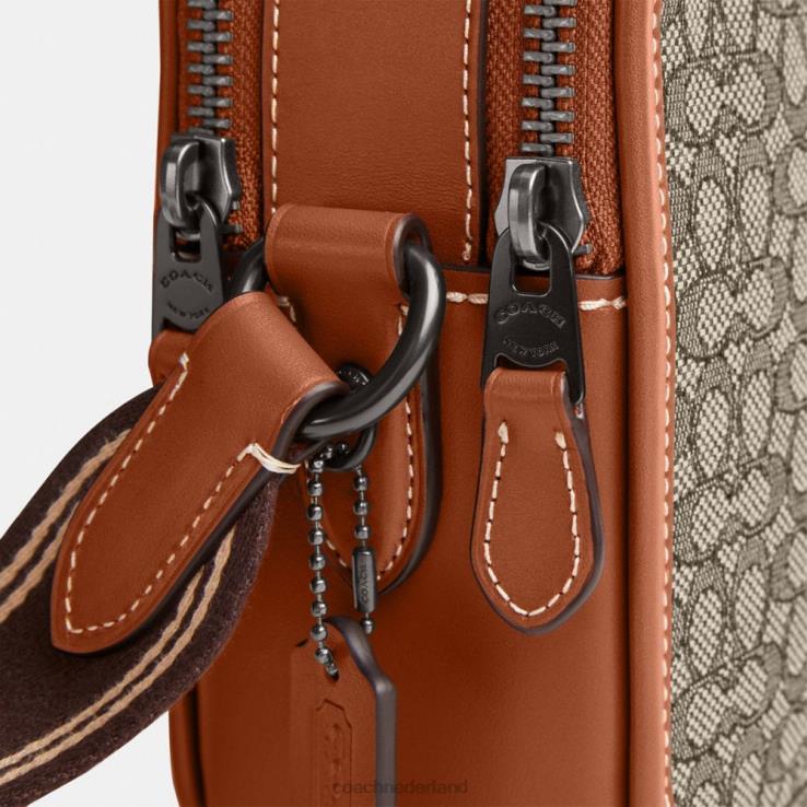 Coach Heren charter crossbody 24 van microsignatuurjacquard cacao/gepolijst amber 02264663