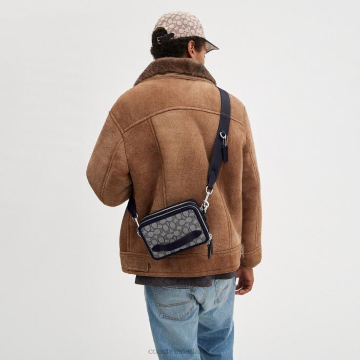 Coach Heren charter crossbody in kenmerkende jacquard middernacht marine 02264667