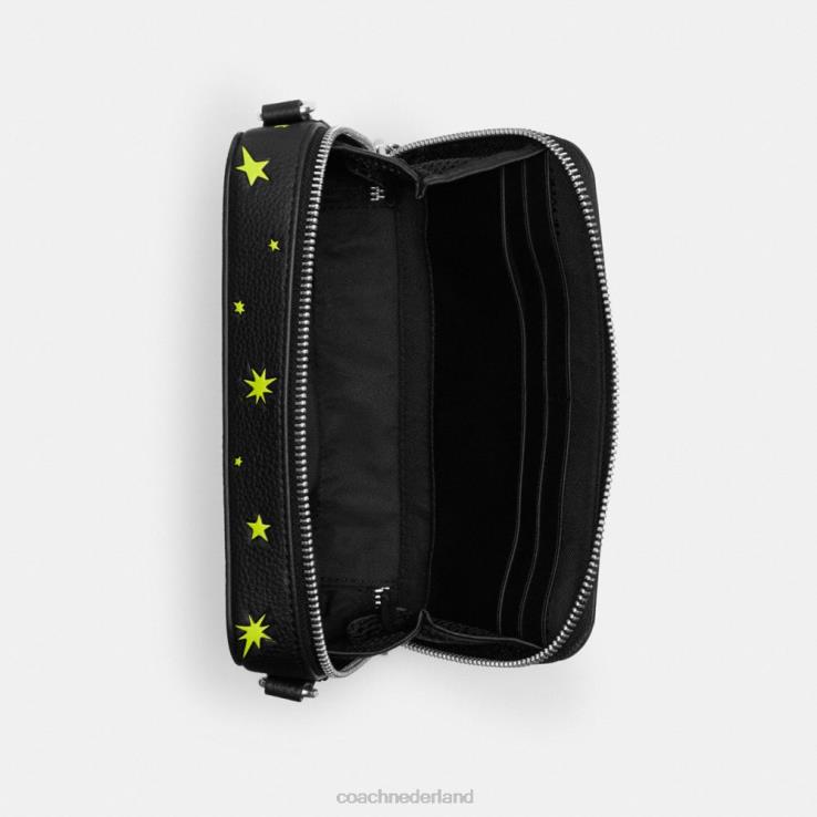 Coach Heren kosmische coach charter slanke crossbody met planeetprint zwart multi. 02264653